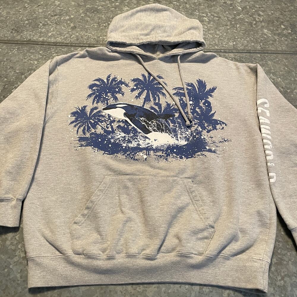 Vintage SeaWorld Shamu Orca Whale Hoodie Sweatshirt XL 90s Y2K Nature San Diego